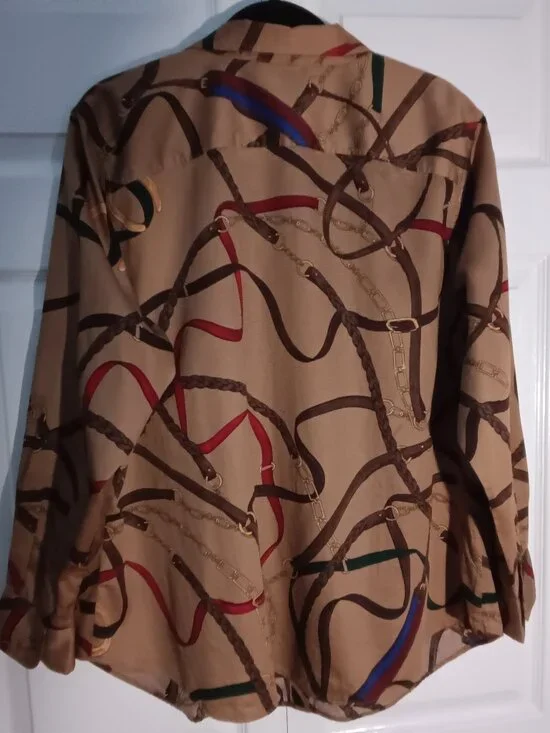 Lauren Ralph Lauren Cotton-Blend Cardigan and Cotton Satin Shirt - Picture 9 of 11